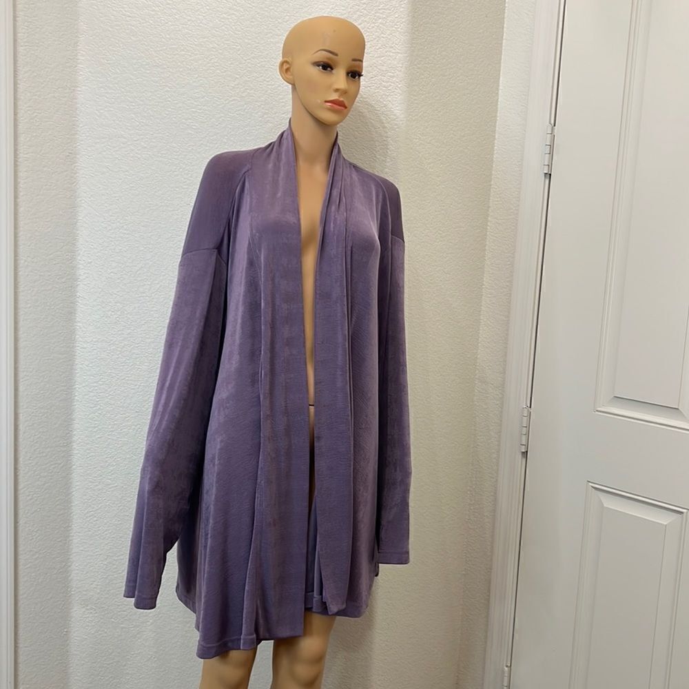 Brylane Woman Collection 3X Open Front Cardigan Violet Iris Purple Topper Jacket